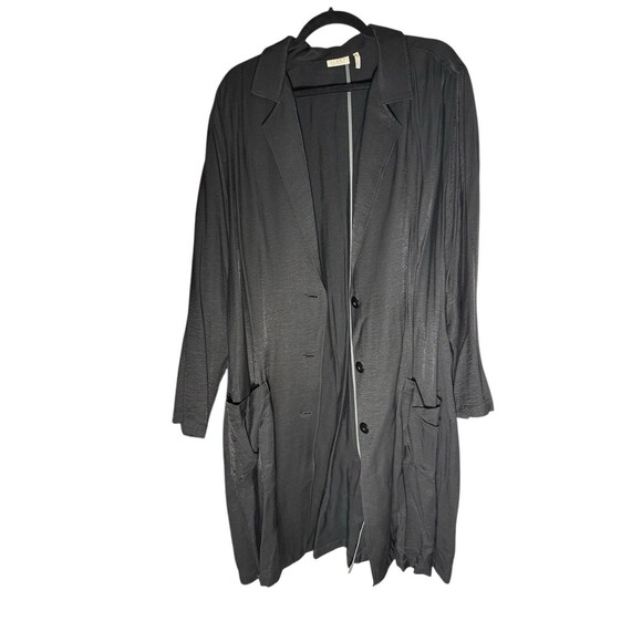 LOGO Lori Goldstein Duster Length Blazer Jacket Size 2x Long Sleeve Black! - Picture 2 of 14